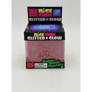 Nee Doh Glitter & Glow Pink Nice Cube NEW
